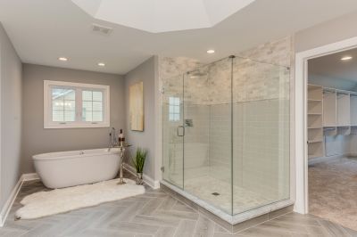 Glass Panel Shower with Frameless Design